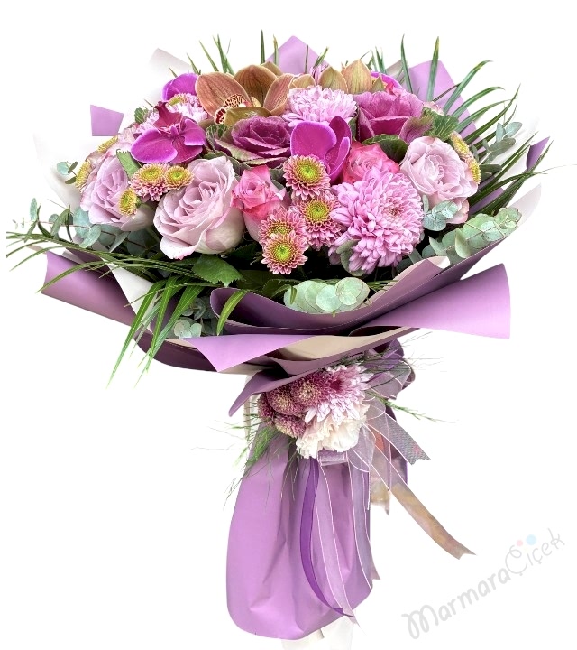 Lila Ve Fuşya Renkli Buket 
