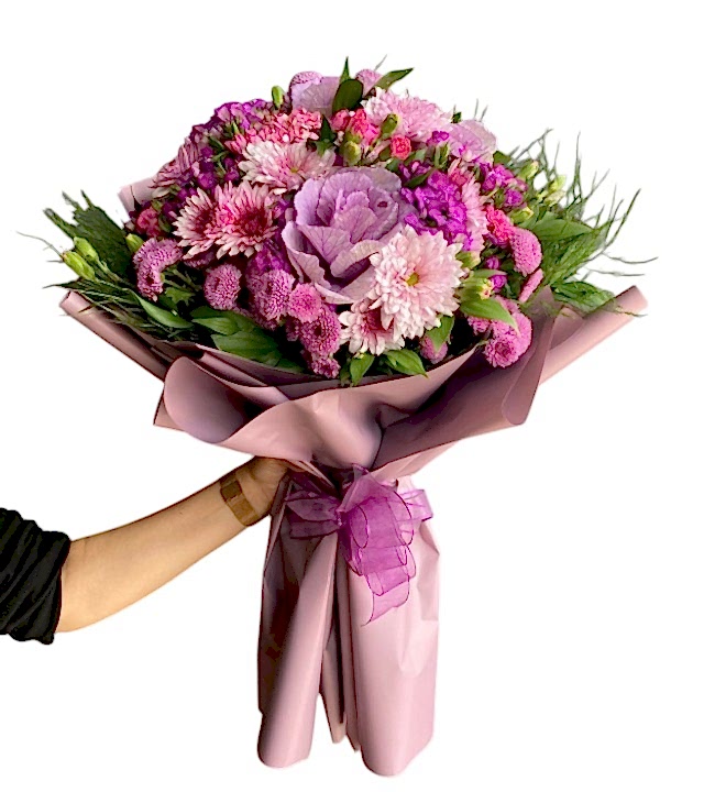 Pembe Lila Kır Çiçekleri Buketi