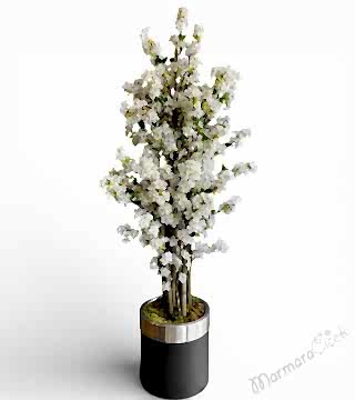 Beyaz Bahar Dalı Yapay Ağaç