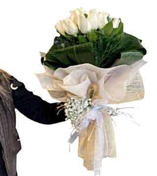 Beyaz Sade Gül Buketi