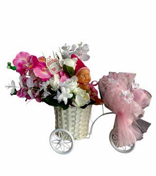 Bisiklette Yapay Kız Bebek Çiçeği
