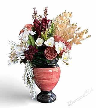 Pastel Tonlarda Vazolu Yapay Çiçek Aranjmanı