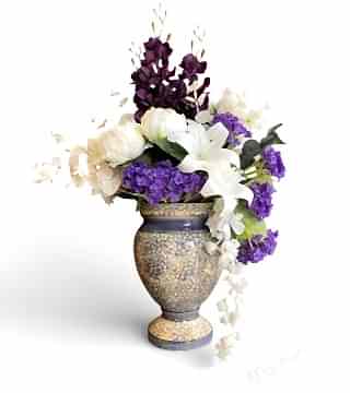 Mor Zarafet Vazolu Yapay Çiçek Aranjmanı