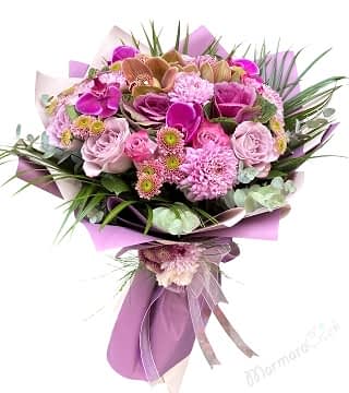 Lila Ve Fuşya Renkli Buket 