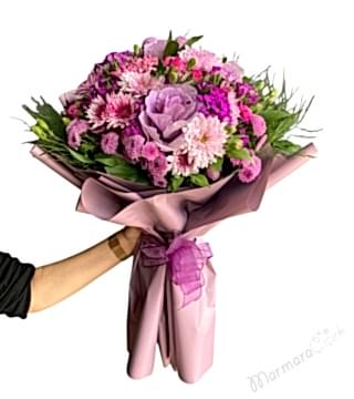 Pembe Lila Kır Çiçekleri Buketi