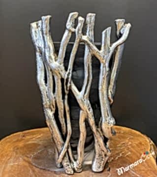 Royal Gümüş Ağaç Desenli Vazo