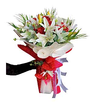 Yapay Lilyum ve Gül Buketi